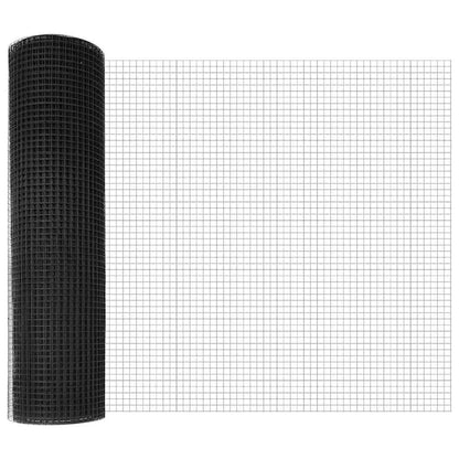 Zaunpfosten Grau 50 x 0,8 m (16 x 16 mm Maschen) Stahl und PVC