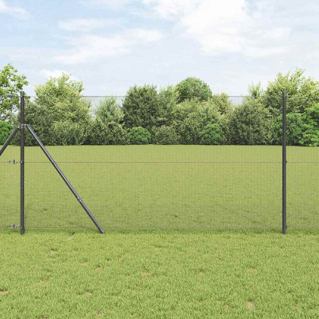 vidaXL Zaunpfosten Grau 50 x 1 m (12 x 12 mm Netz) Stahl und PVC