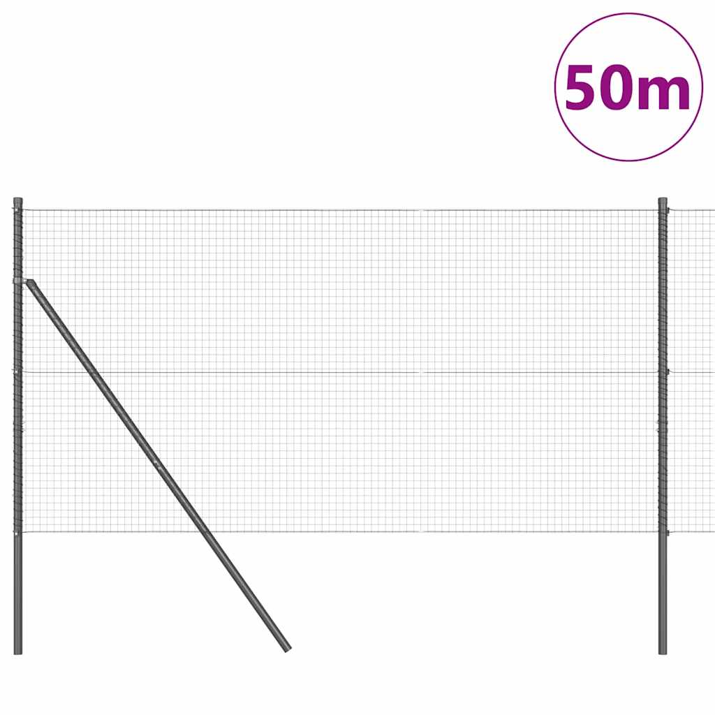 vidaXL Zaunpfosten Grau 50 x 1 m (25 x 25 mm Masche) Stahl und PVC