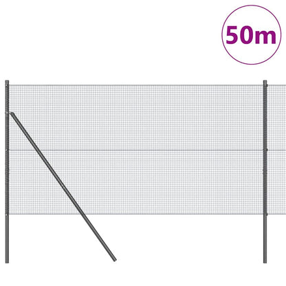 vidaXL Zaunpfosten Grau 50 x 1,2 m (16 x 16 mm Netz) Stahl und PVC