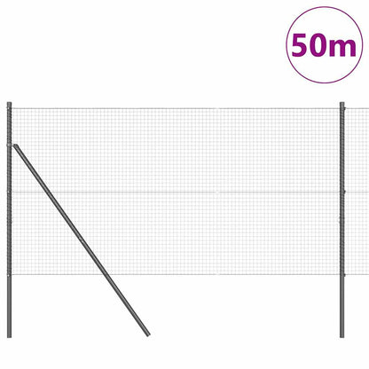 vidaXL Poteau de clôture gris 50 x 1,2 m (treillis 25 x 25 mm) Acier et PVC