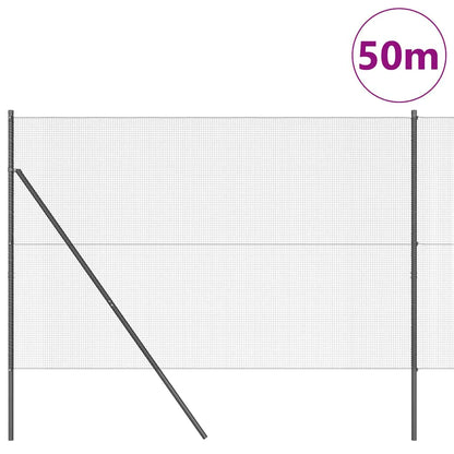 vidaXL Zaunpfosten Grau 50 x 1,5 m (12 x 12 mm Maschen) Stahl und PVC