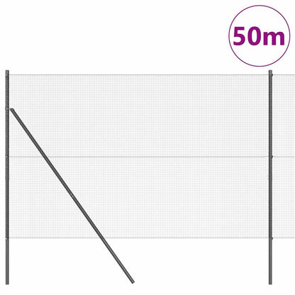 vidaXL Zaunpfosten Grau 50 x 1,5 m (16 x 16 mm Maschen) Stahl und PVC