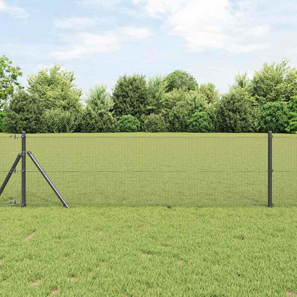 vidaXL Zaunpfosten Grau 100 x 0,4 m (12 x 12 mm Netz) Stahl und PVC