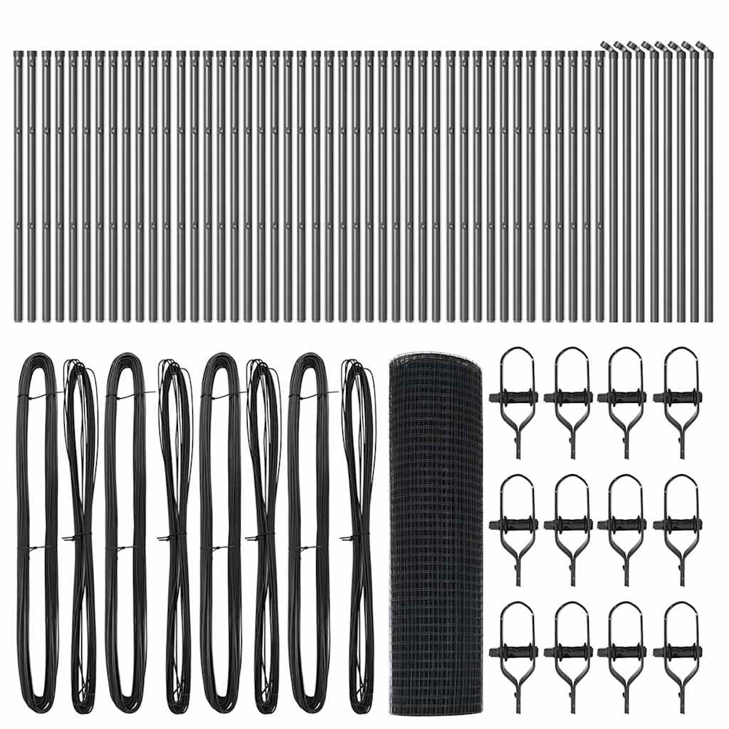 Zaunpfosten Grau 100 x 0,6 m (16 x 16 mm Maschenweite)