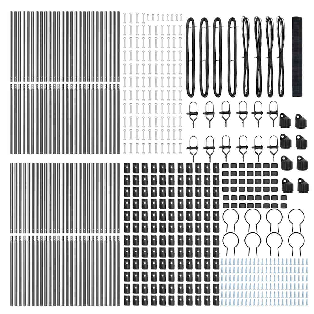 vidaXL Zaunpfosten Grau 100 x 1 m (12 x 12 mm Maschen) Stahl und PVC