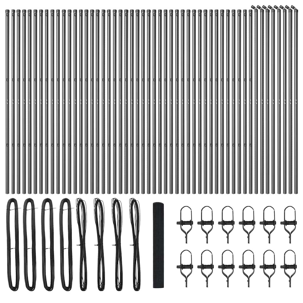 vidaXL Zaunpfosten Grau 100 x 1 m (16 x 16 mm Maschen) Stahl und PVC