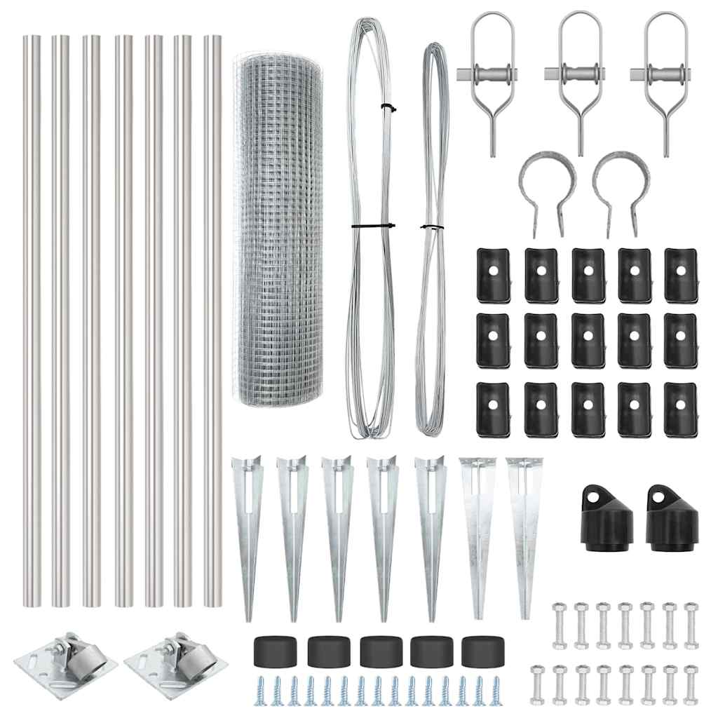 Zaunpfosten Silber 10 x 0,4 m (19 x 19 mm Netz) Stahl