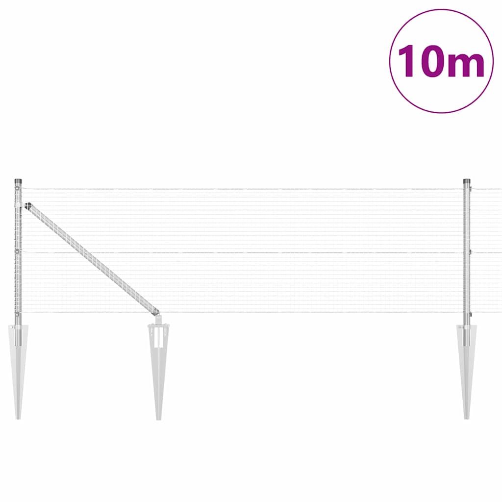 vidaXL Zaunpfosten Silber 10 x 0,5 m (19 x 19 mm Maschen) Stahl