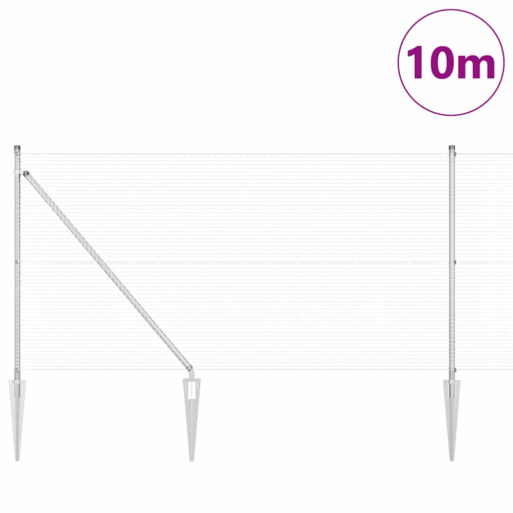 Zaunpfosten Silber 10 x 0,8 m (19 x 19 mm Maschen) Stahl