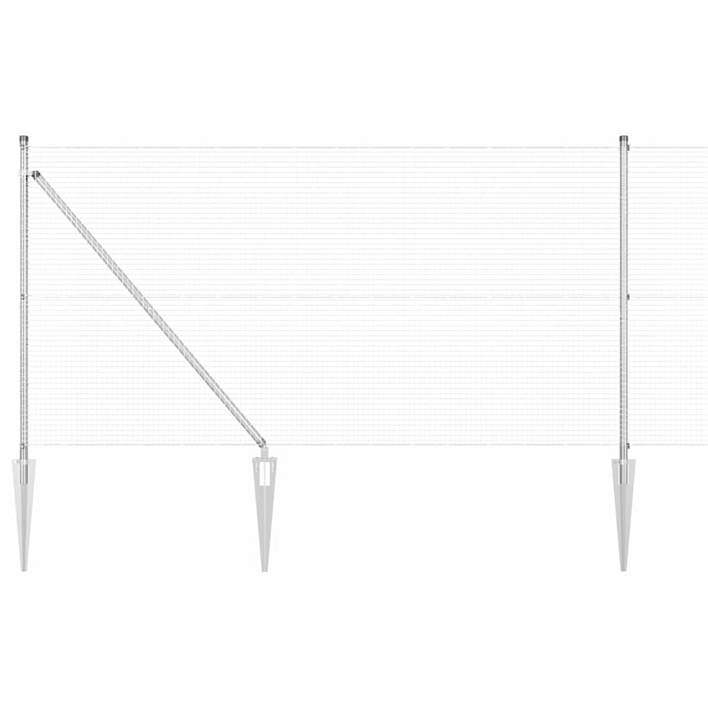 vidaXL Zaunpfosten Silber 10 x 1 m (19 x 19 mm Maschen) Stahl