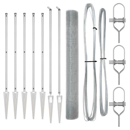 Zaunpfosten Silber 10 x 1,4 m (16 x 16 mm Maschen) Stahl