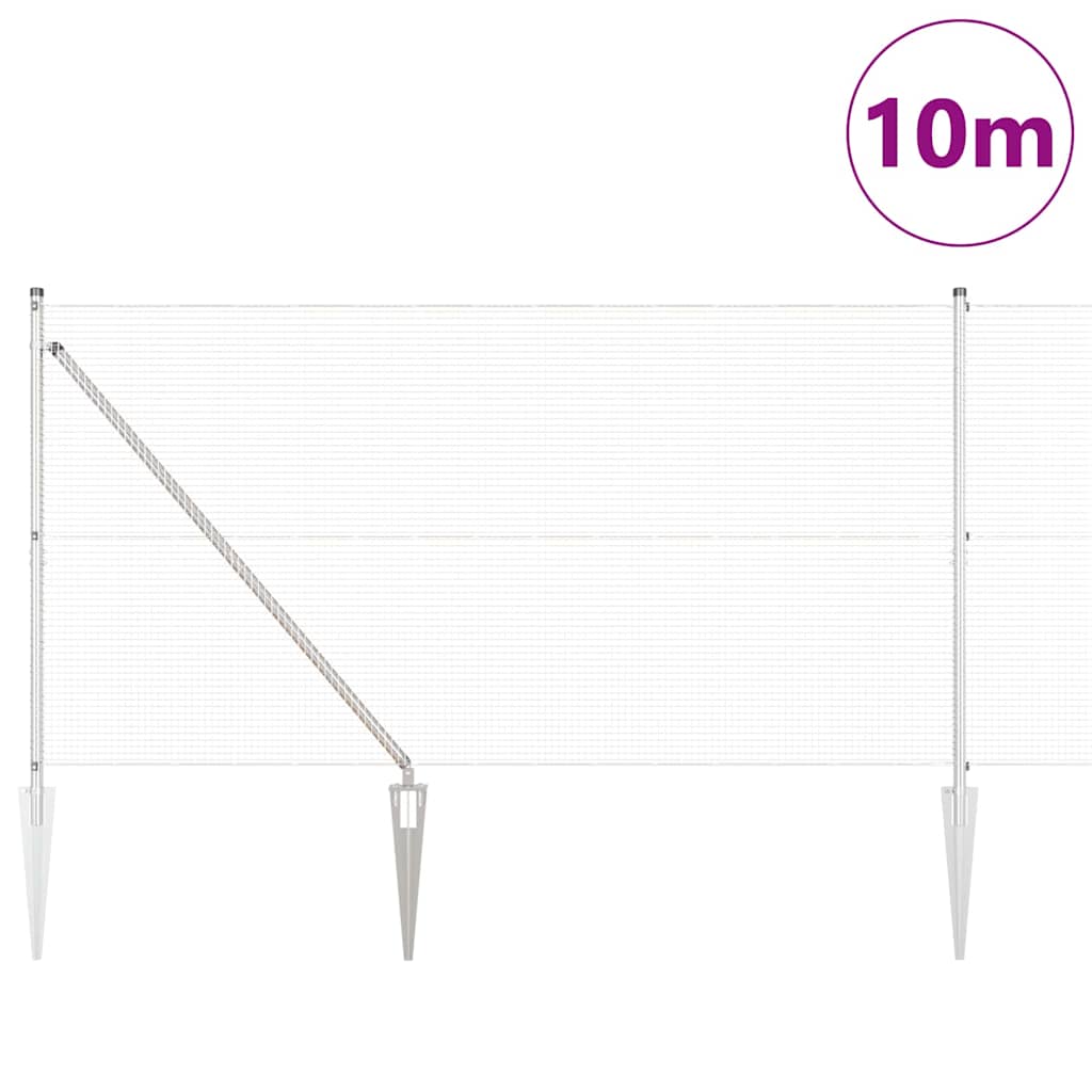Zaunpfosten Silber 10 x 1,4 m (16 x 16 mm Maschen) Stahl