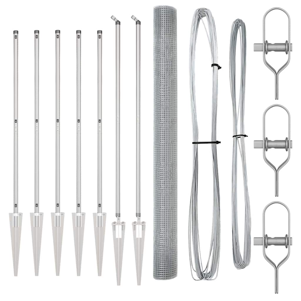 Zaunpfosten Silber 10 x 1,5 m (16 x 16 mm Gitter) Stahl