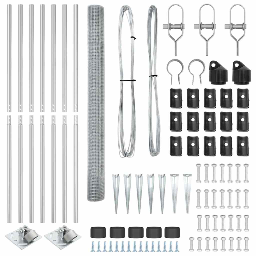 Zaunpfosten Silber 10 x 1,5 m (16 x 16 mm Gitter) Stahl