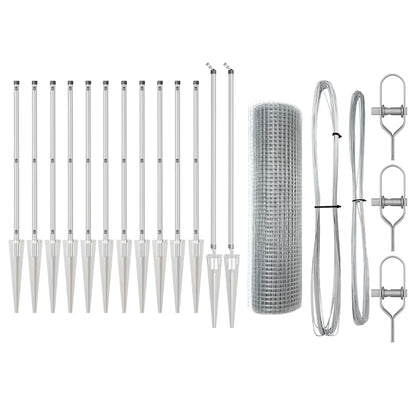 vidaXL Poteau de clôture argenté 25 x 0,4 m (maille 19 x 19 mm) acier