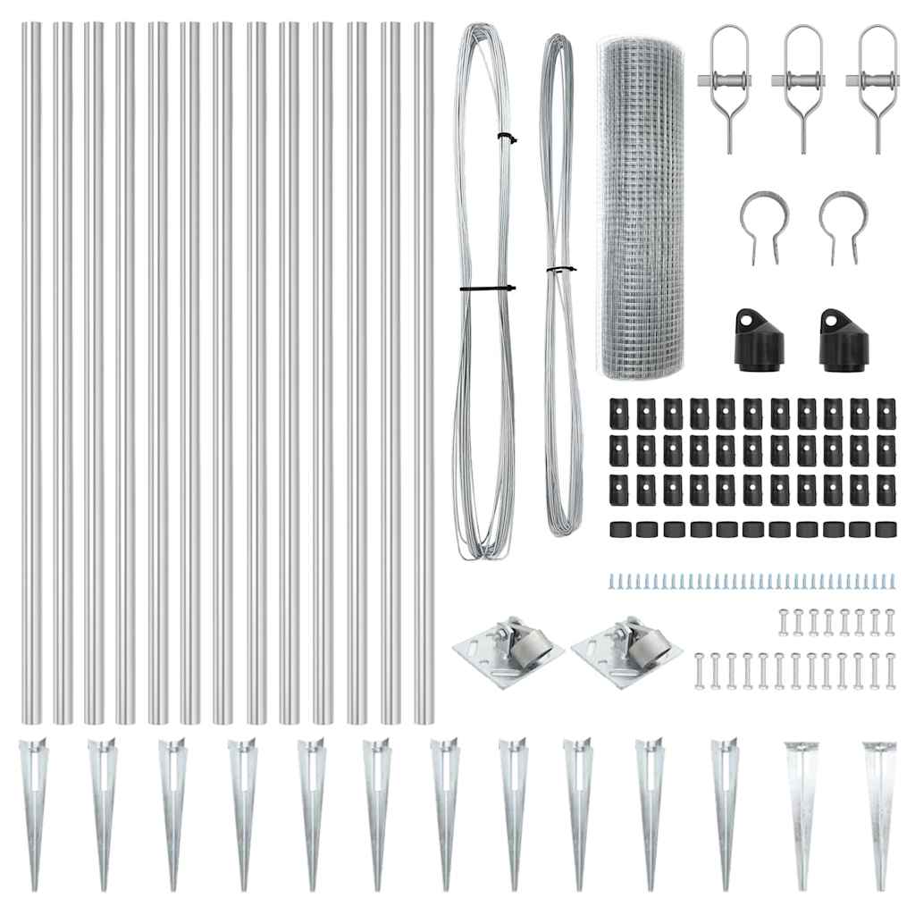 Zaunpfosten Silber 25 x 0,4 m (25 x 25 mm Netz) Stahl