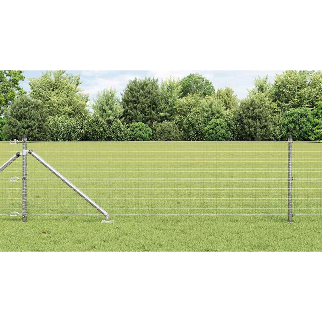 vidaXL Poteau de clôture argenté 25 x 0,5 m (mailles de 25 x 25 mm) Acier