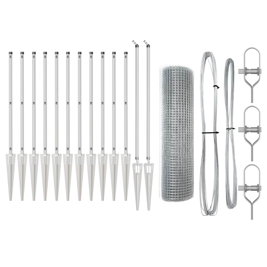 Zaunpfosten Silber 25 x 0,8 m (19 x 19 mm Masche) Stahl