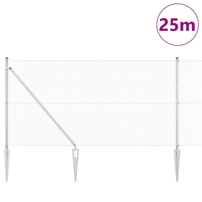 vidaXL Poteau de clôture argenté 25 x 1 m (mailles de 12 x 12 mm) Acier