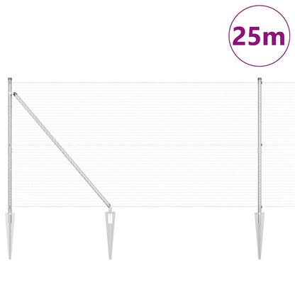 vidaXL Zaunpfosten Silber 25 x 1,2 m (25 x 25 mm Netz) Stahl