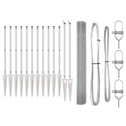 Zaunpfosten Silber 25 x 1,4 m (12 x 12 mm Netz) Stahl