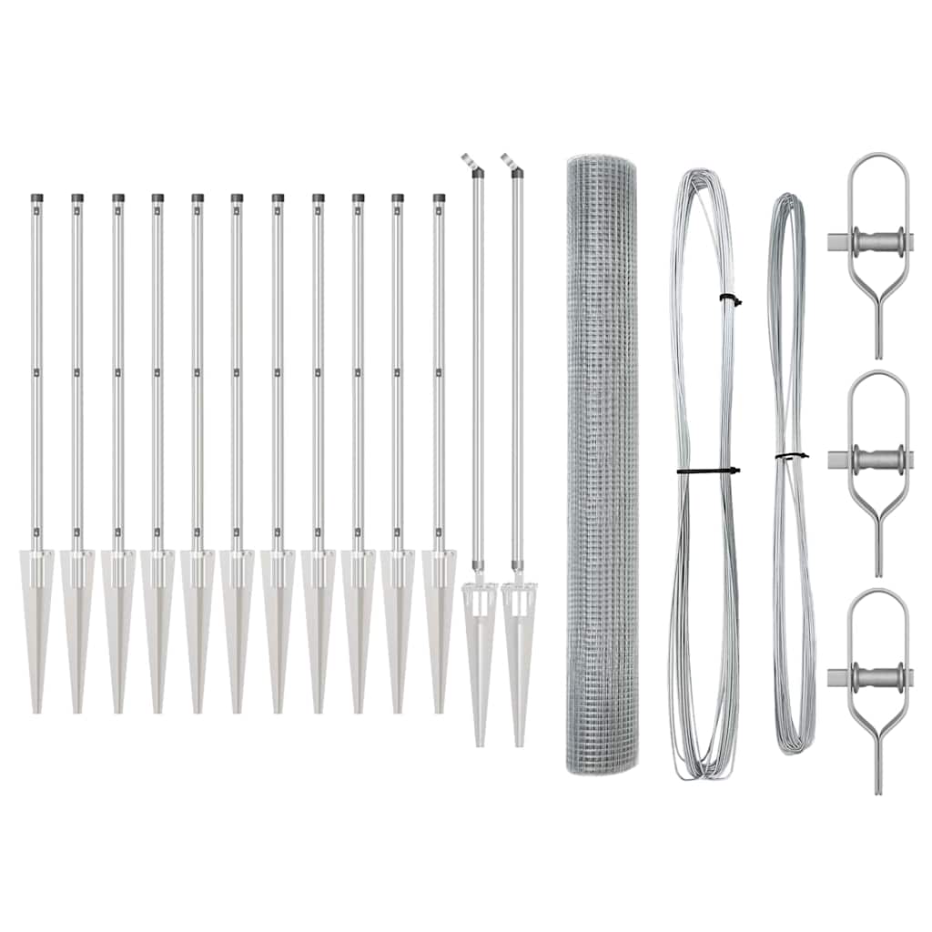 Zaunpfosten Silber 25 x 1,4 m (19 x 19 mm Netz) Stahl