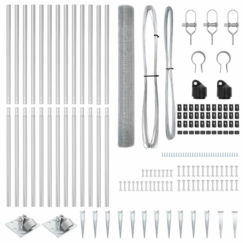 Zaunpfosten Silber 25 x 1,4 m (19 x 19 mm Netz) Stahl