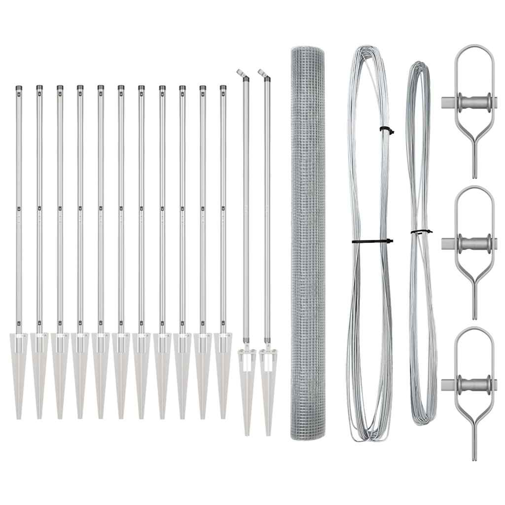 Zaunpfosten Silber 25 x 1,5 m (25 x 25 mm Maschendraht) Stahl