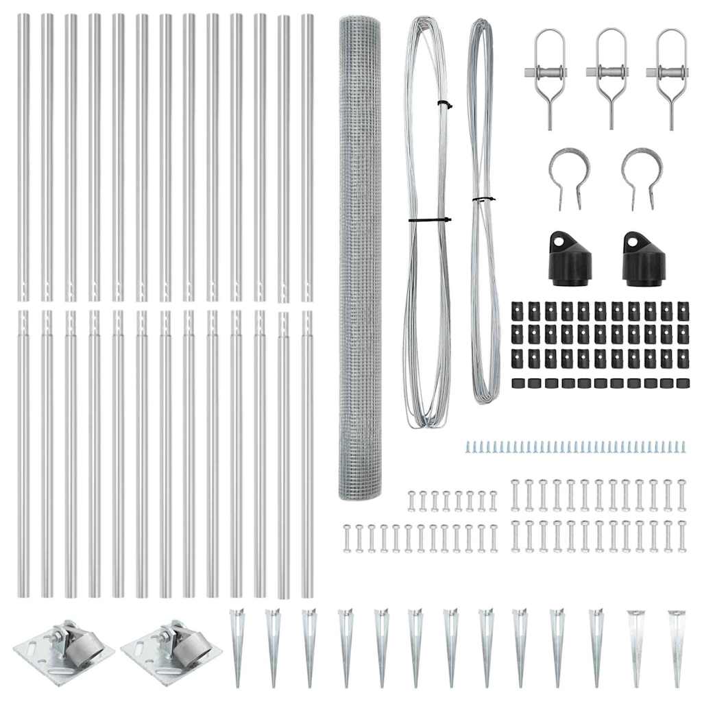 Zaunpfosten Silber 25 x 1,6 m (12 x 12 mm Netz) Stahl