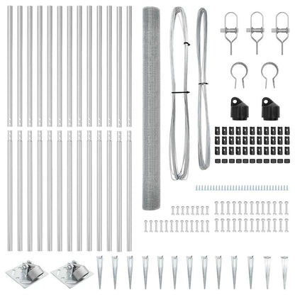 vidaXL Zaunpfosten Silber 25 x 1,6 m (16 x 16 mm Netz) Stahl