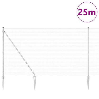vidaXL Zaunpfosten Silber 25 x 1,6 m (25 x 25 mm Gitter) Stahl