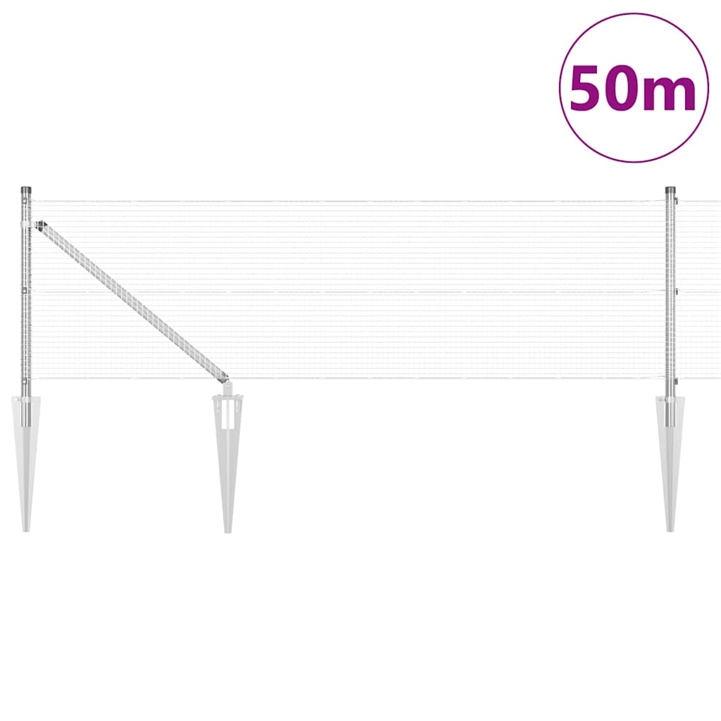 vidaXL Zaunpfosten Silber 50 x 0,6 m (16 x 16 mm Maschen) Stahl