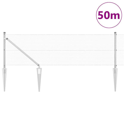 vidaXL Zaunpfosten Silber 50 x 0,8 m (12 x 12 mm Maschen) Stahl