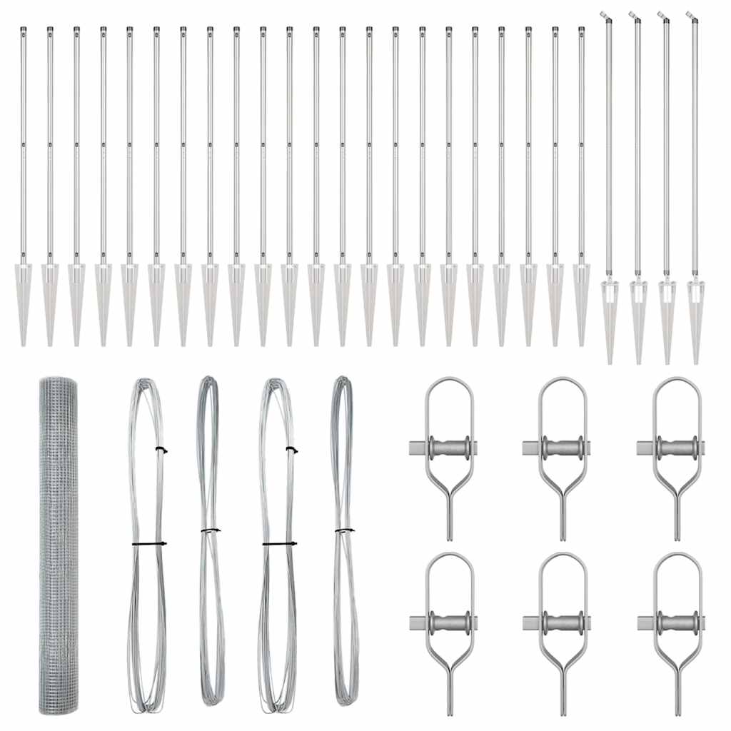 Zaunpfosten Silber 50 x 1,2 m (16 x 16 mm Netz) Stahl