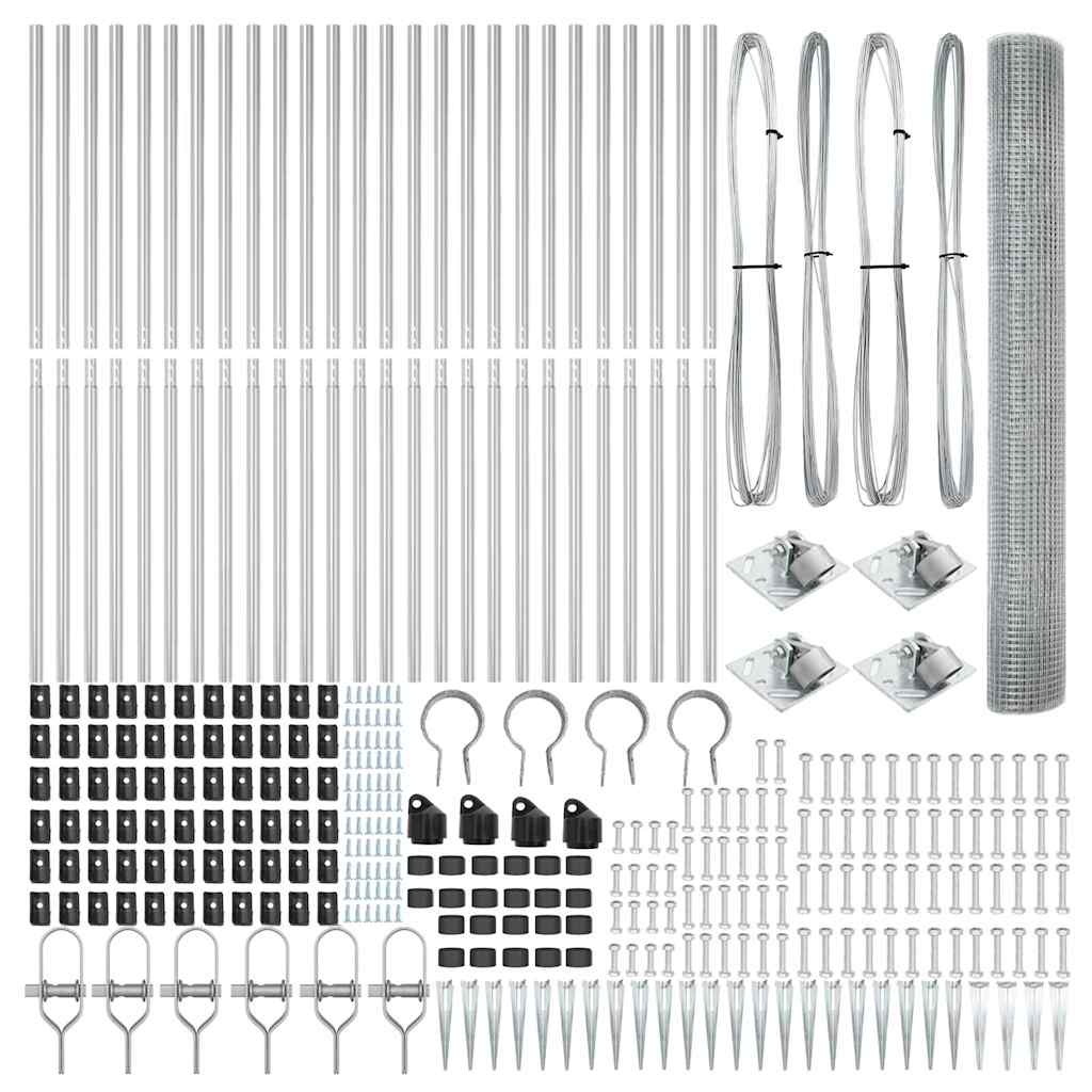 Zaunpfosten Silber 50 x 1,4 m (16 x 16 mm Gewebe) Stahl