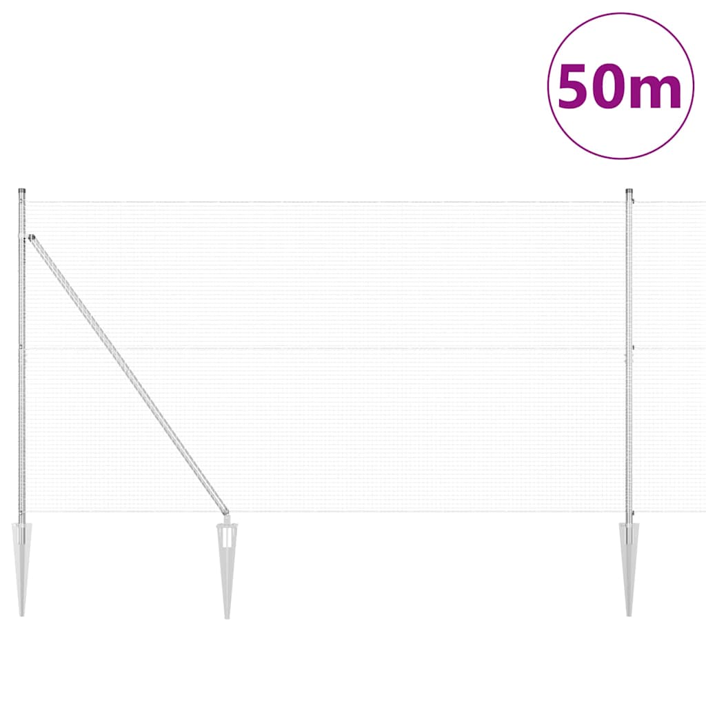 vidaXL Zaunpfosten Silber 50 x 1,5 m (19 x 19 mm Mesh) Stahl