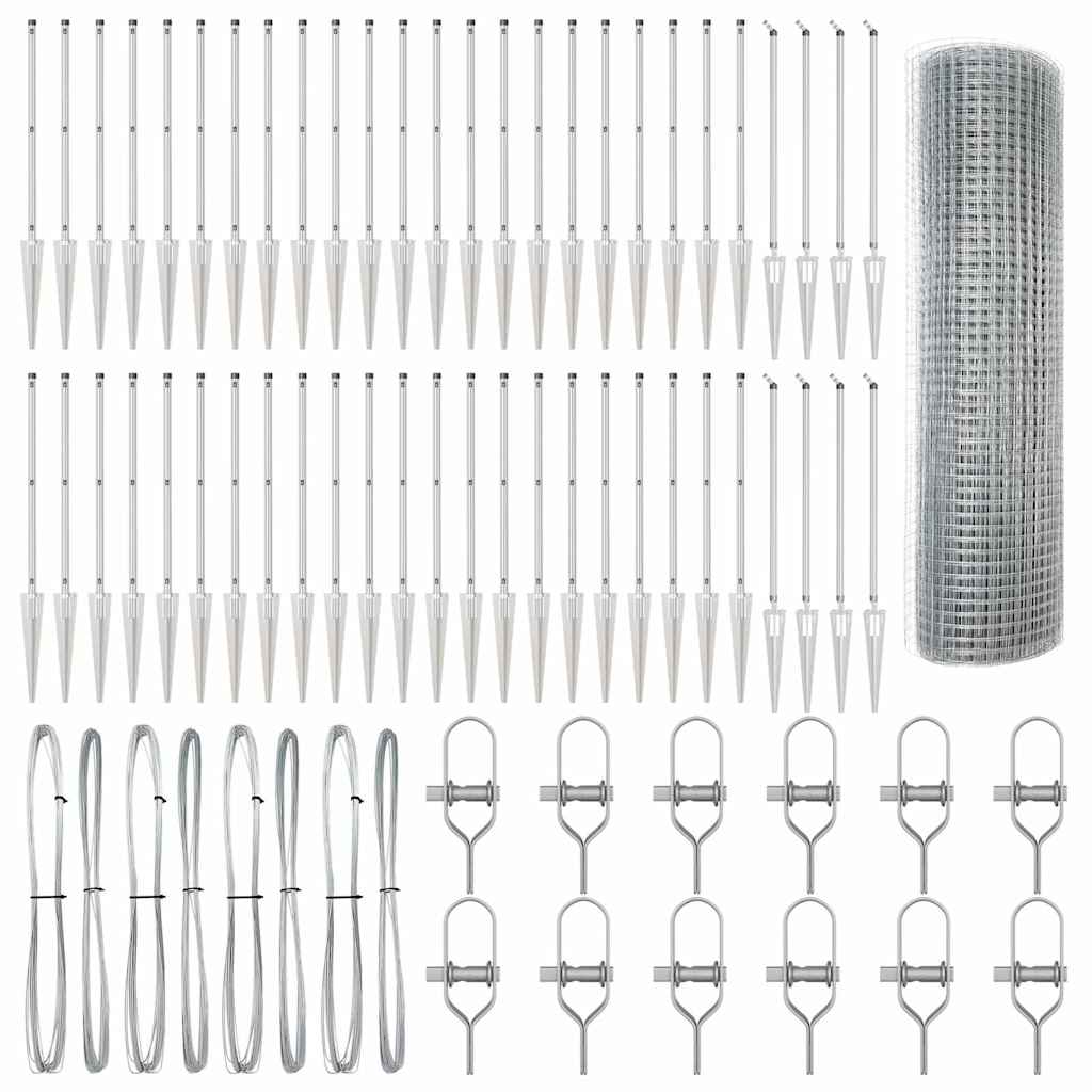 Zaunpfosten Silber 100 x 0,4 m (12 x 12 mm Netz) Stahl