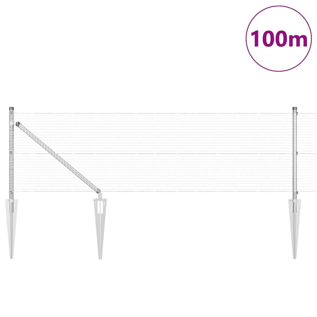 vidaXL Zaunpfosten Silber 100 x 0,4 m (19 x 19 mm Maschen) Stahl