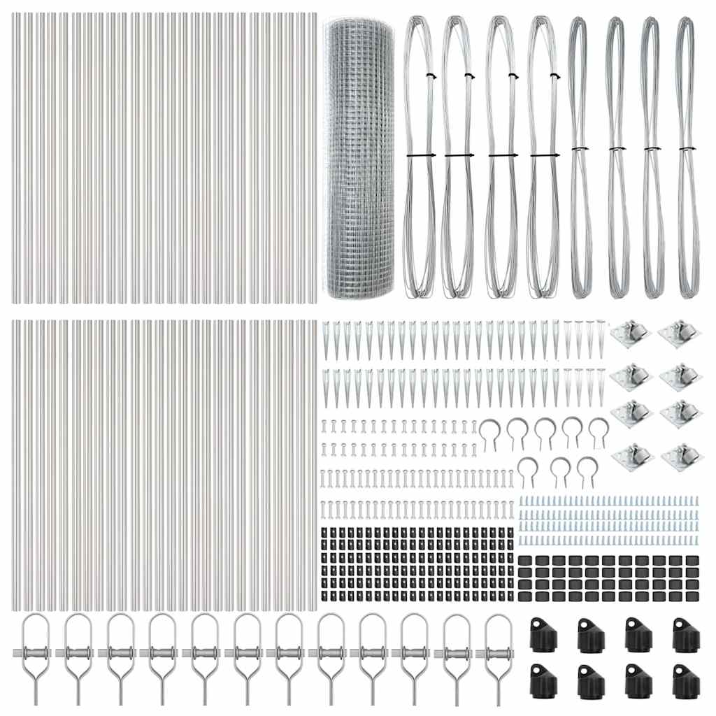 vidaXL Zaunpfosten Silber 100 x 0,5 m (25 x 25 mm Maschen) Stahl