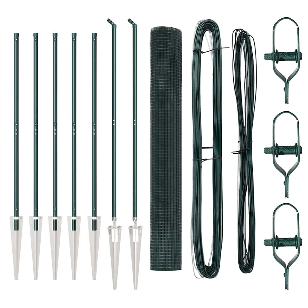 Zaunpfosten Grün 10 x 1 m (25 x 25 mm Maschen ) Stahl