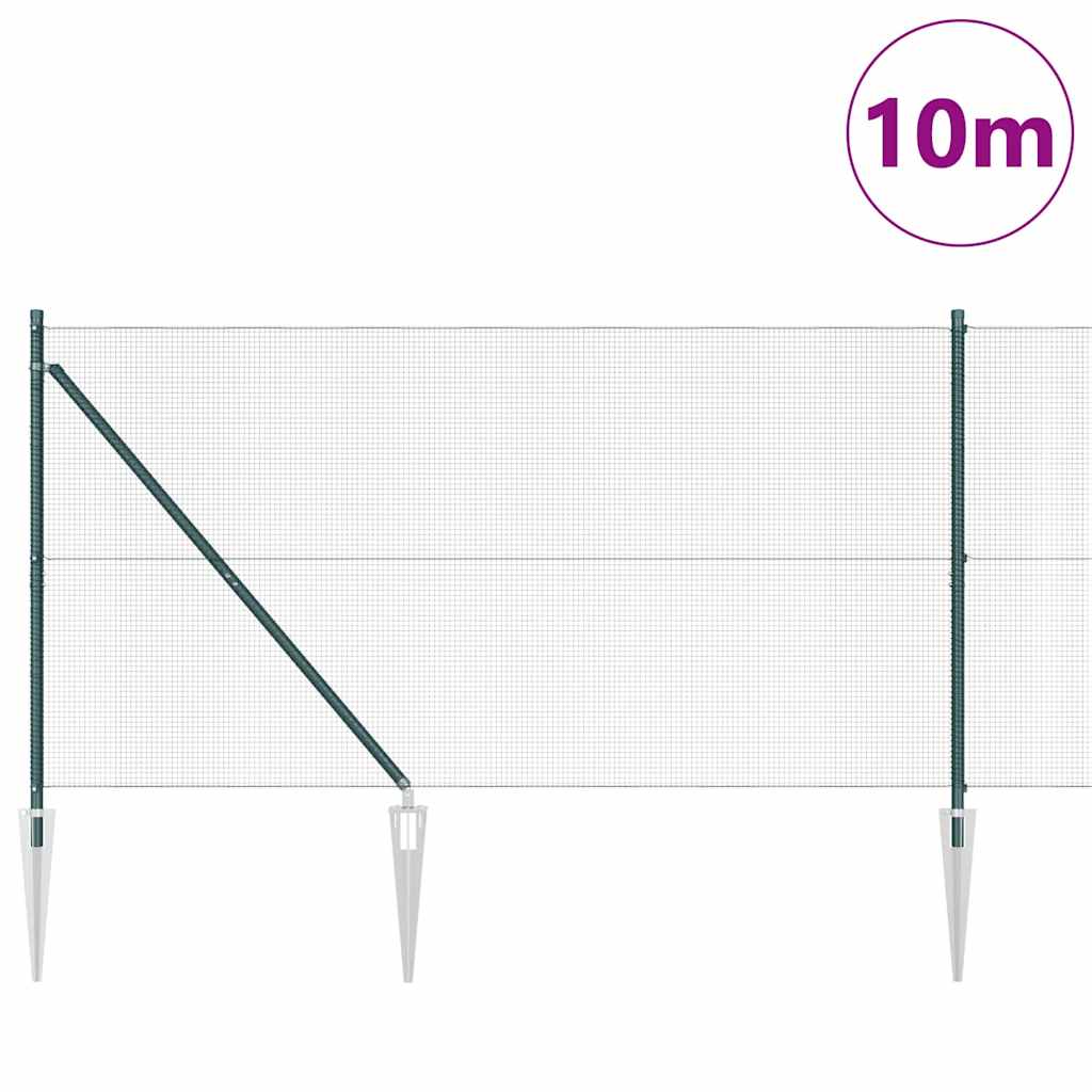 vidaXL Zaunpfosten Grün 10 x 1,2 m (12 x 12 mm Draht) Stahl und PVC