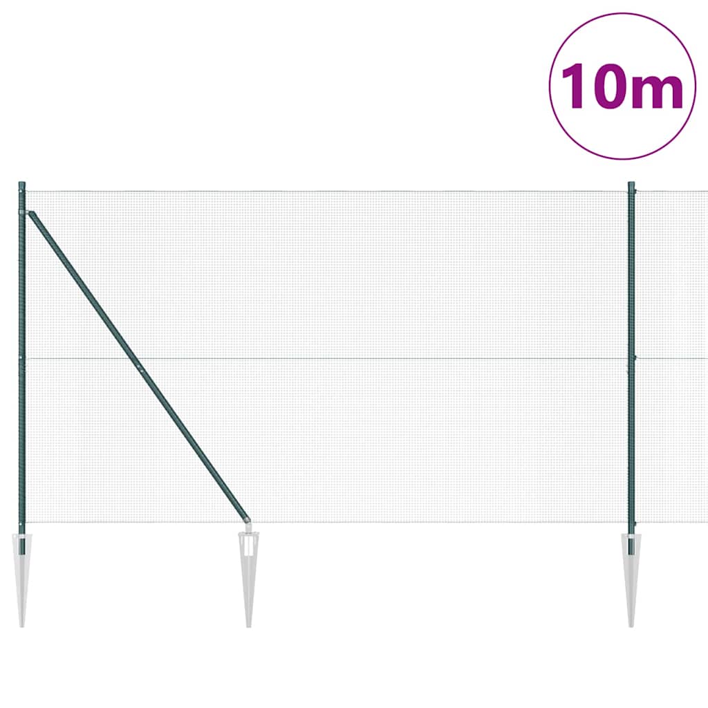 vidaXL Zaunpfosten Grün 10 x 1,5 m (12 x 12 mm Maschenweite) Stahl