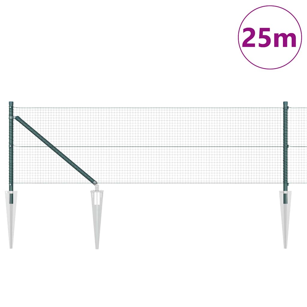 vidaXL Zaunpfosten Grün 25 x 0,4 m (19 x 19 mm Masche) Stahl und PVC