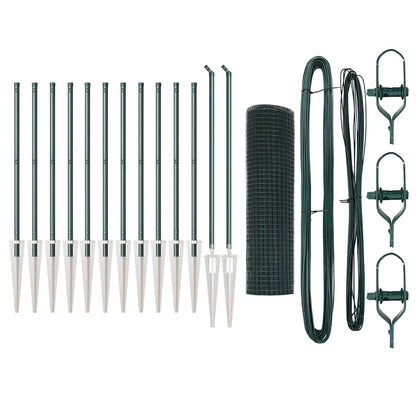 Zaunpfosten Grün 25 x 0,6 m (12 x 12 mm Maschen) Stahl und PVC