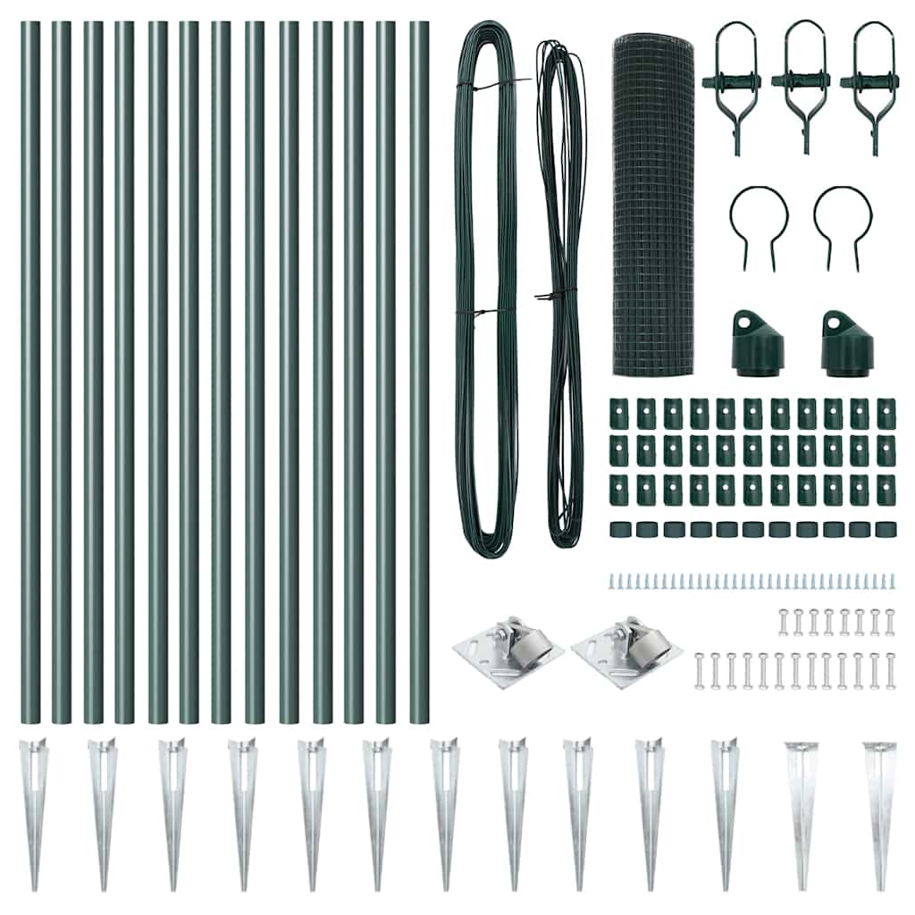 Zaunpfosten Grün 25 x 0,6 m (19 x 19 mm Maschen) Stahl und PVC