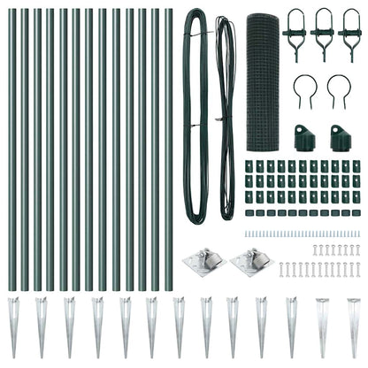 Zaunpfosten Grün 25 x 0,6 m (19 x 19 mm Maschen) Stahl und PVC