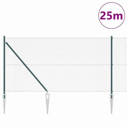 vidaXL Poteau de clôture vert 25 x 1 m (maillage 16 x 16 mm) Acier