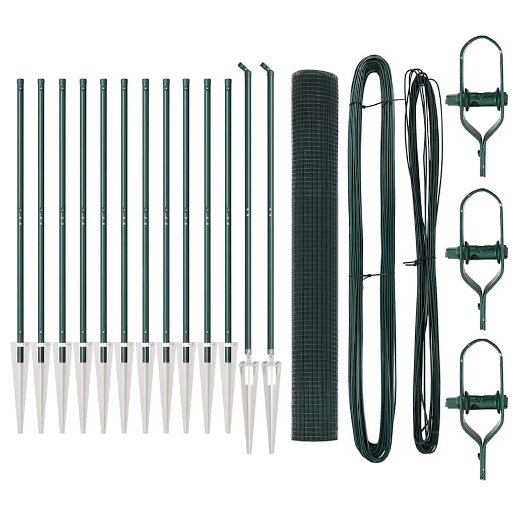 Zaunpfosten Grün 25 x 1,2 m (25 x 25 mm Netz) Stahl und PVC