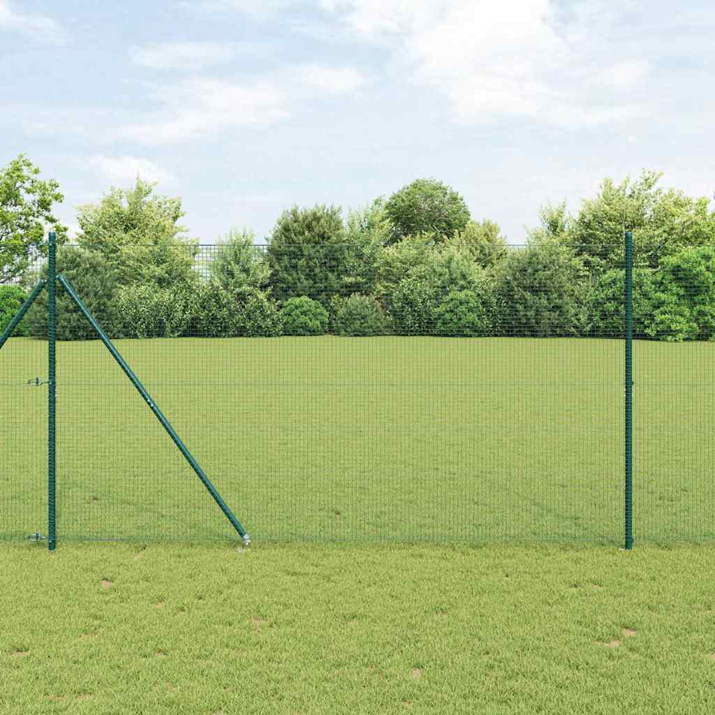 vidaXL Poteau de clôture vert 25 x 1,4 m (maille 19 x 19 mm) acier et PVC